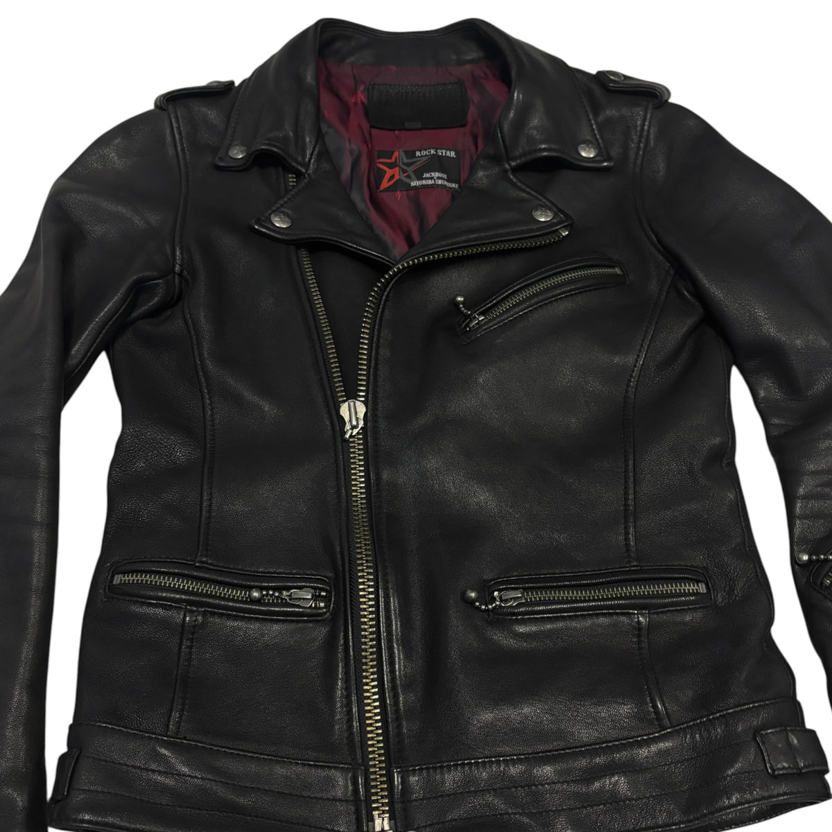 Jackrose asymmetric multizip goat leather biker jacket