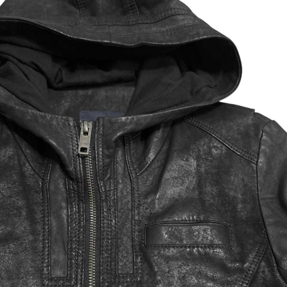 Japanese Avirex lambskin leather hooded multipocket jacket