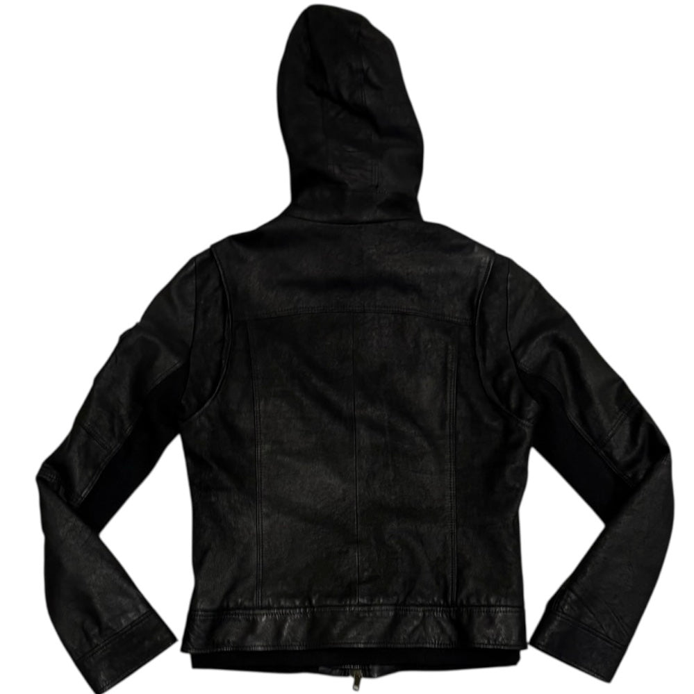 Japanese Avirex lambskin leather hooded multipocket jacket