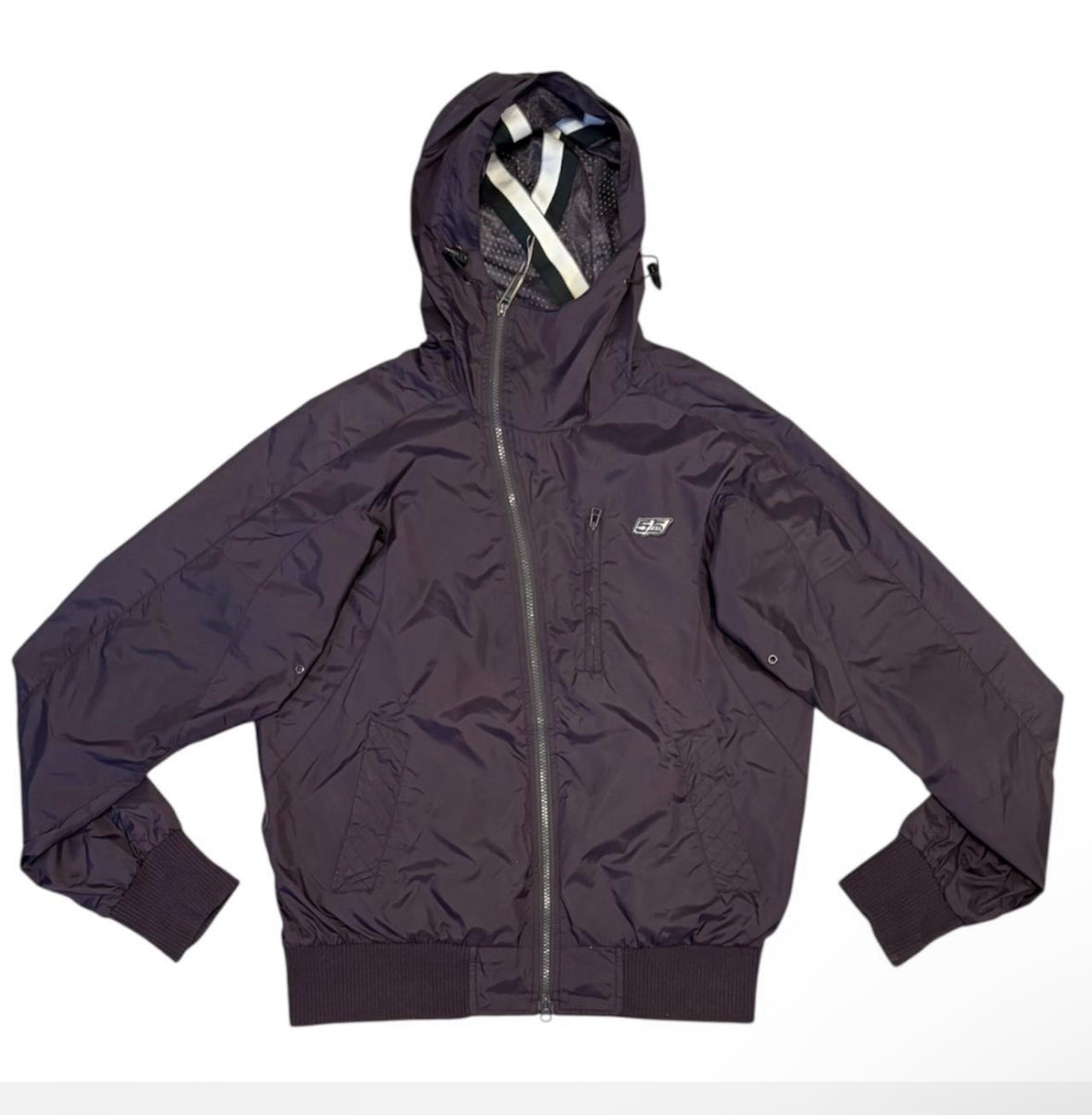 Diesel 55Dsl asymmetric zip purple windbreaker jacket