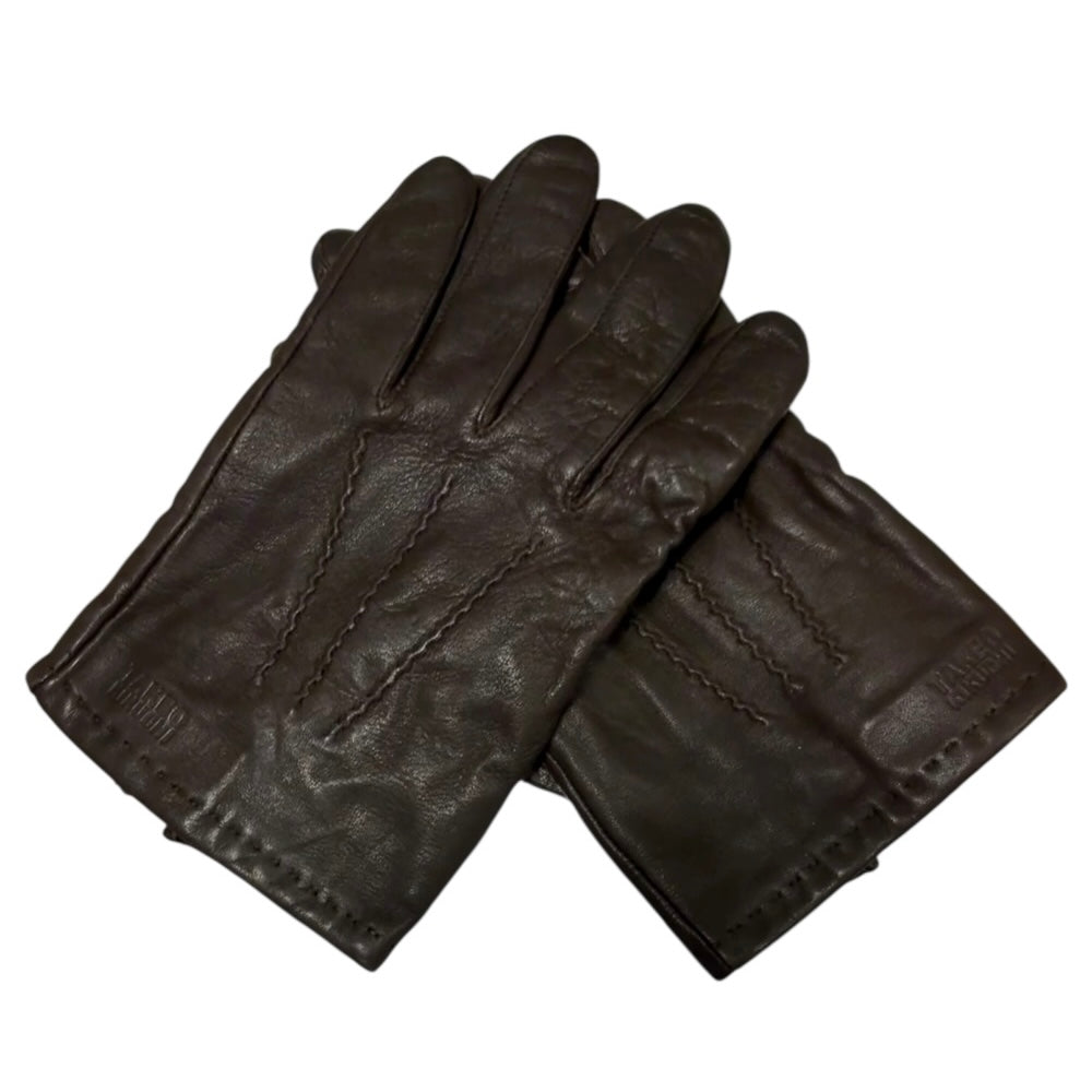 Takeo Kikuchi brown detailed leather gloves