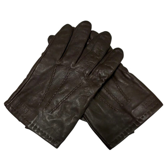 Takeo Kikuchi brown detailed leather gloves