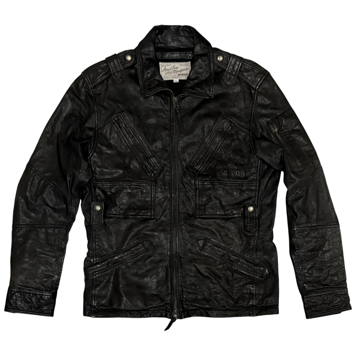 Avirex Japanese exclusive multipocket detailed lambskin leather jacket