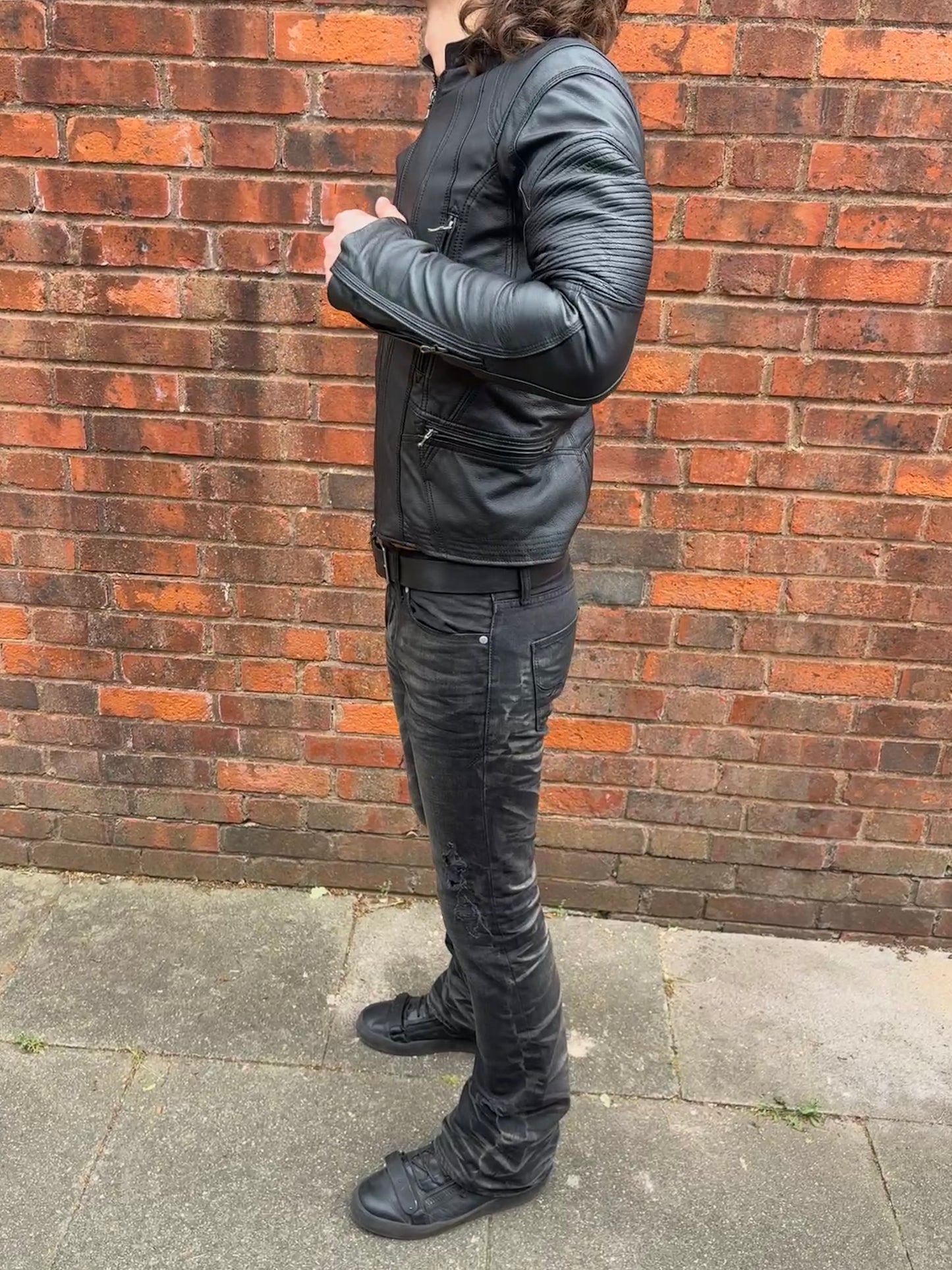 Goa buffalo leather multizip biker motorcycle jacket