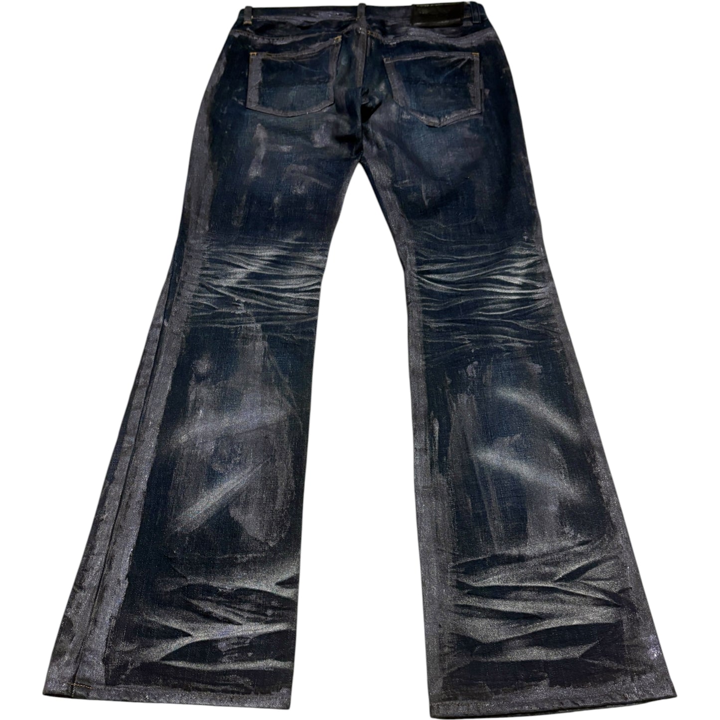 Midas waxed & painted blue grey bootcut denim  jeans