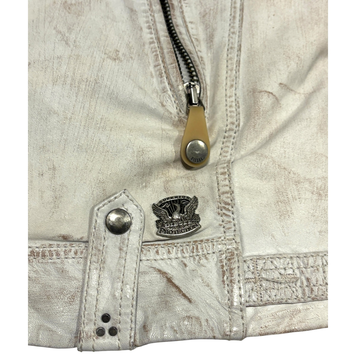 Diesel 2006 Daytona asymmetric white lambskin leather motorcycle jacket RRP £700