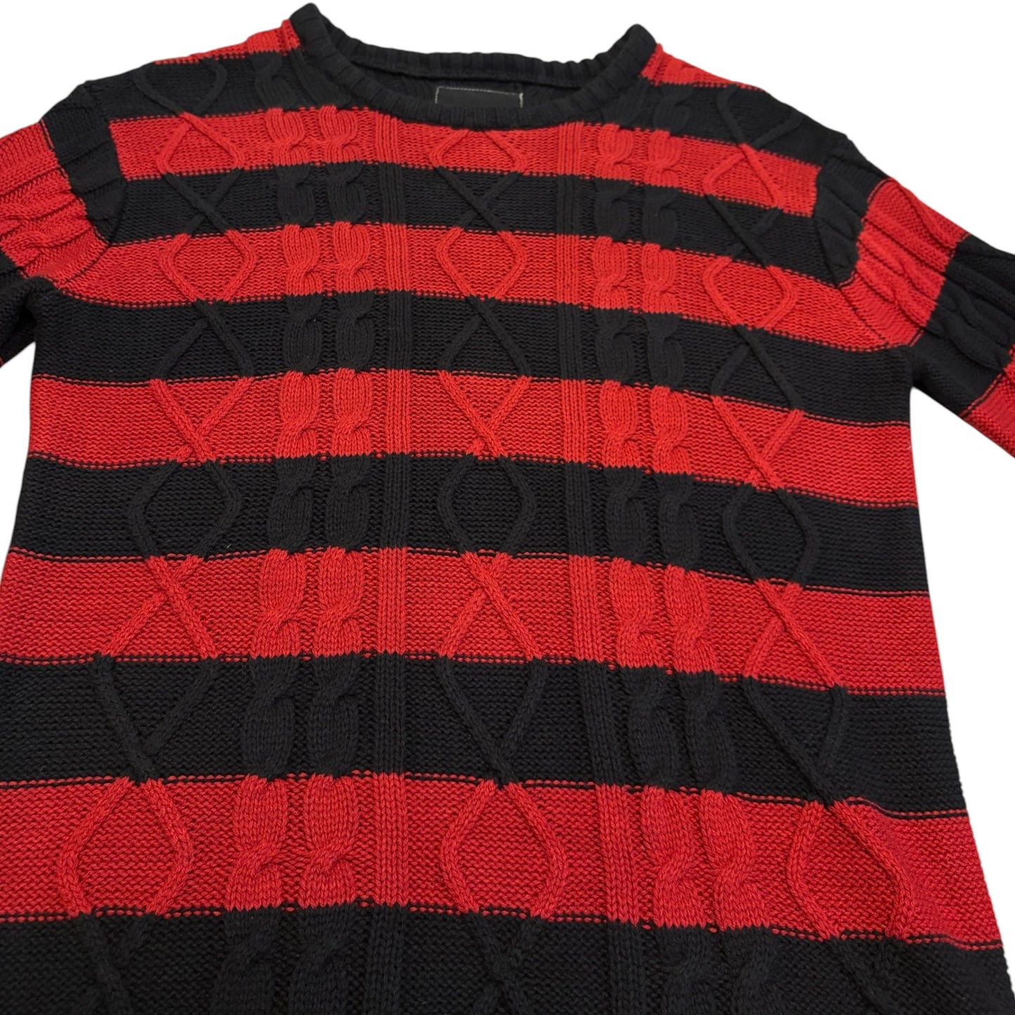 Number (N)ine black red striped cable knit sweater