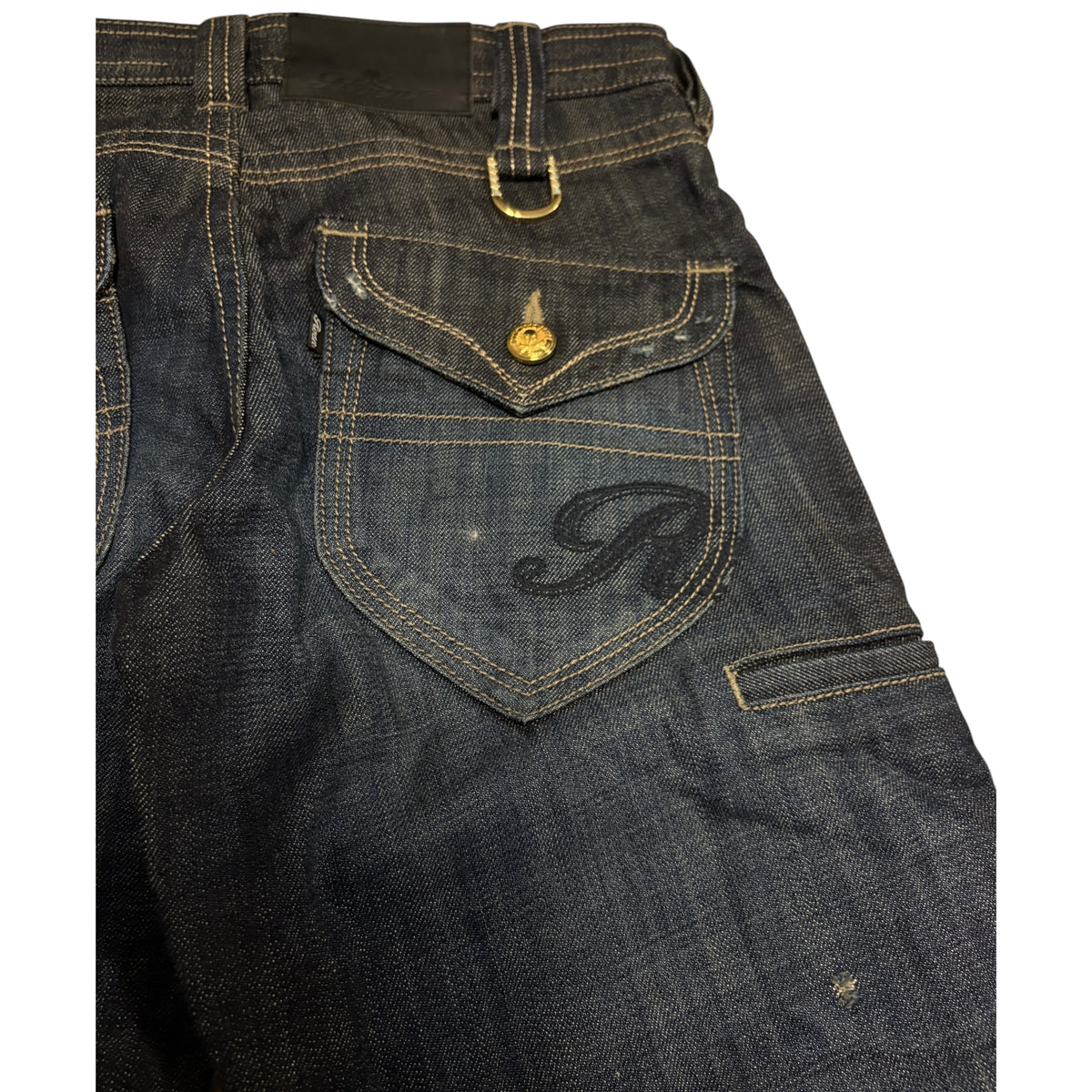 Roen blue claw mark denim jorts