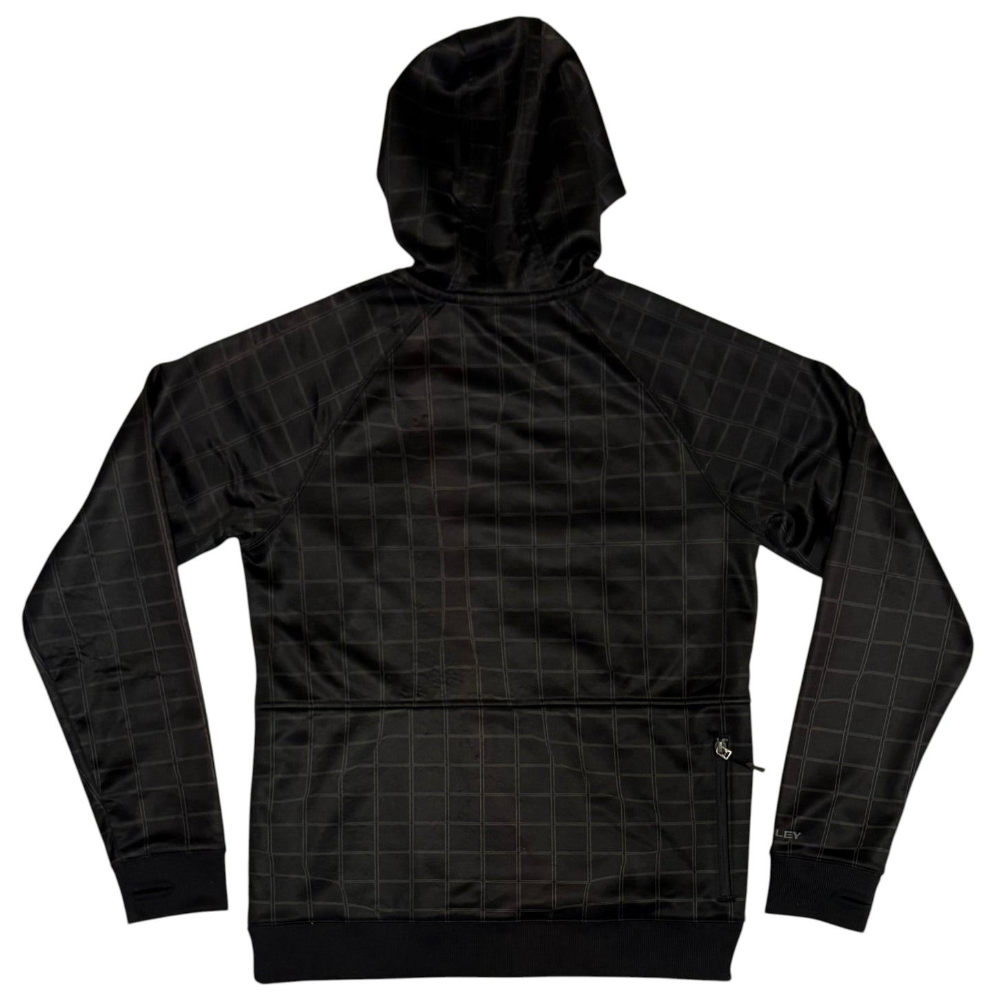 Oakley black check pattern technical windbreaker fleece jacket with hood