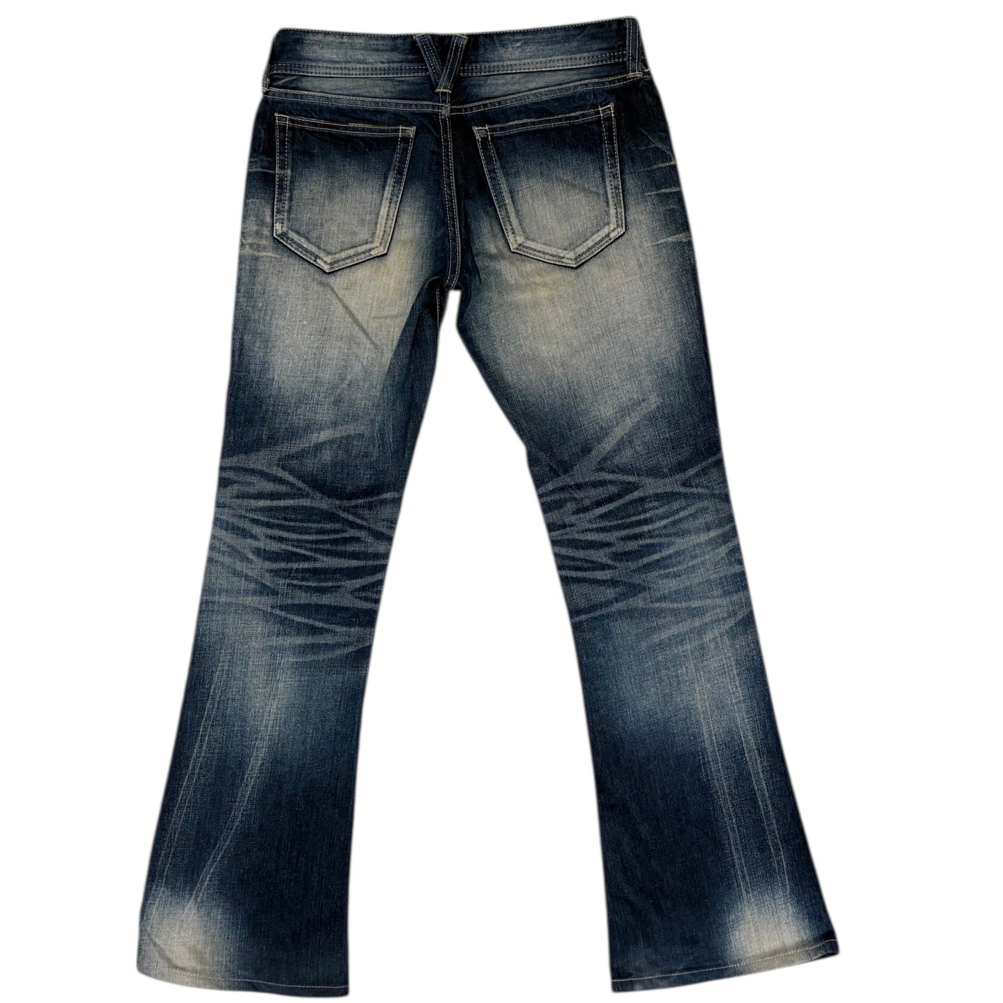 Japanese brand blue gradient claw mark bootcut jeans