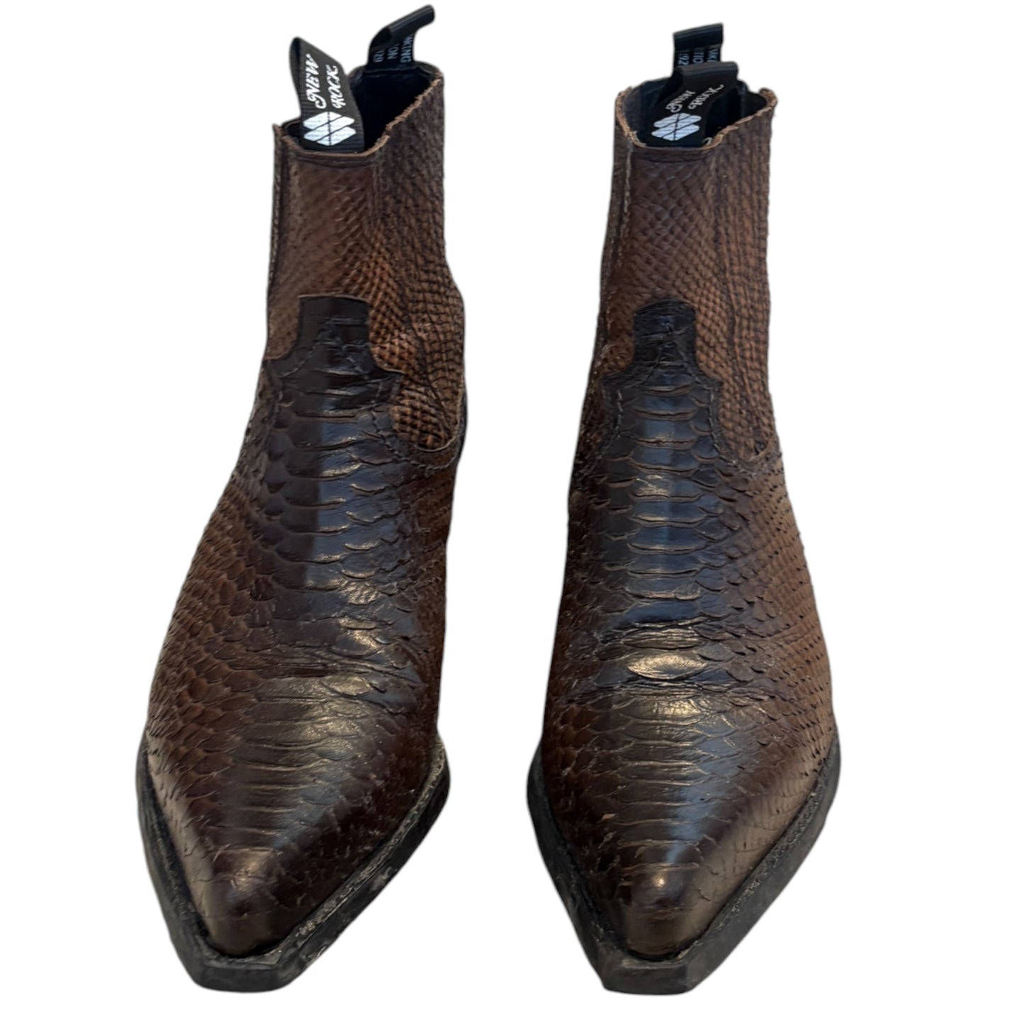 New Rock embossed alligator python textured leather steel heel Cuban boots