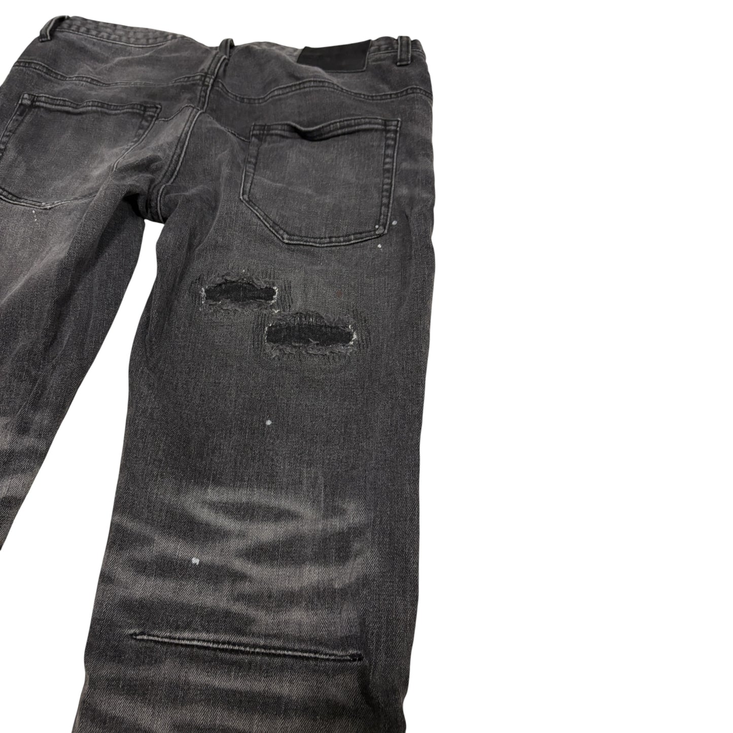 Number (N)ine Denim grey distressed streaked denim jeans
