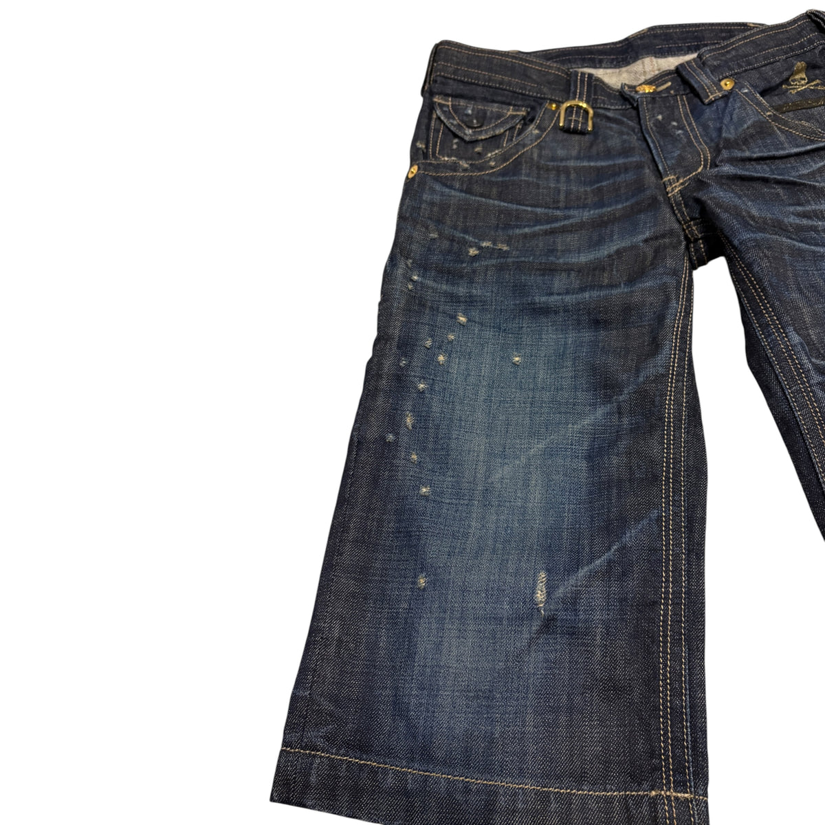 Roen blue claw mark denim jorts