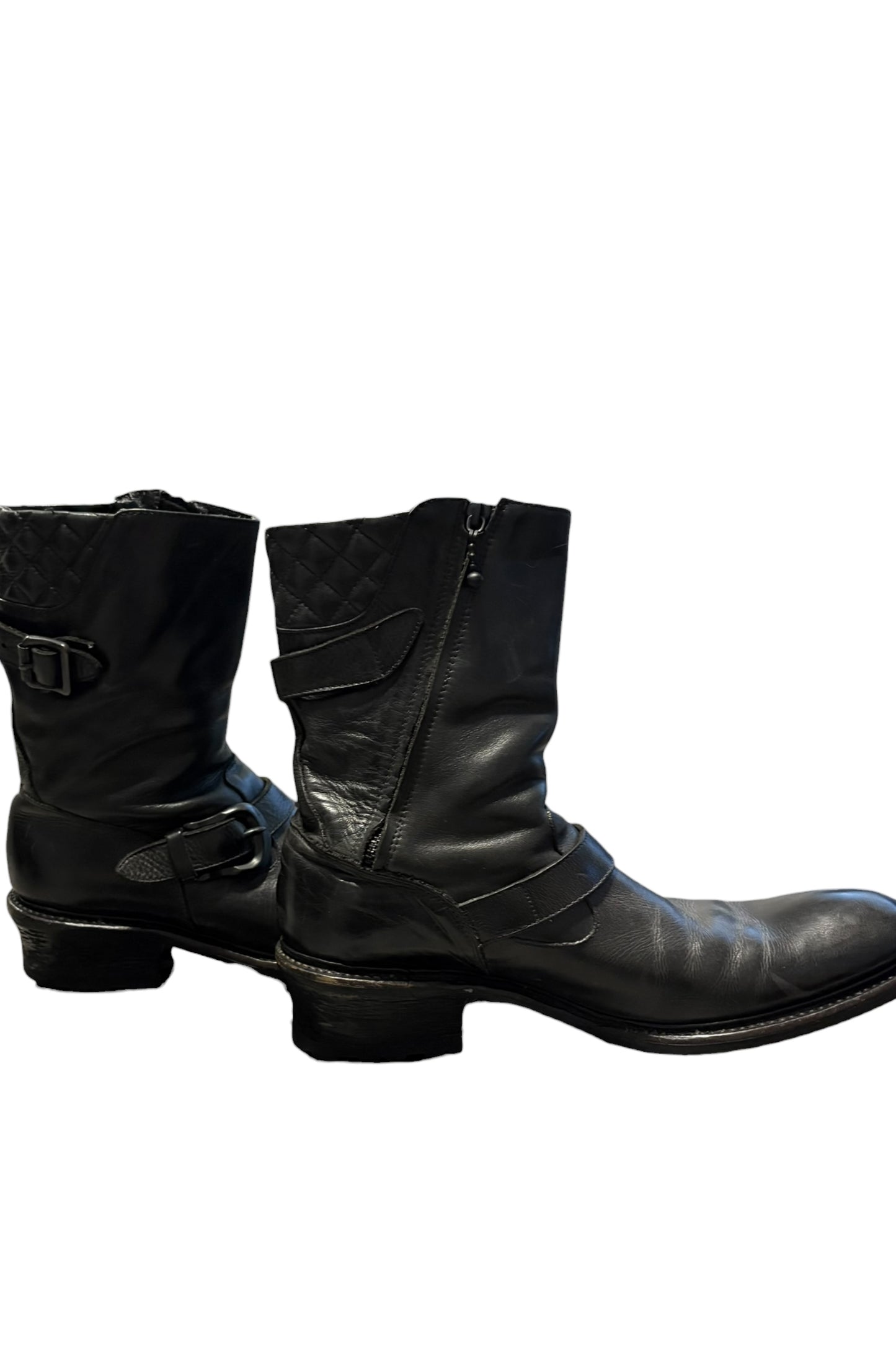 Alfredo Bannister black engineer leather boots with side zipper