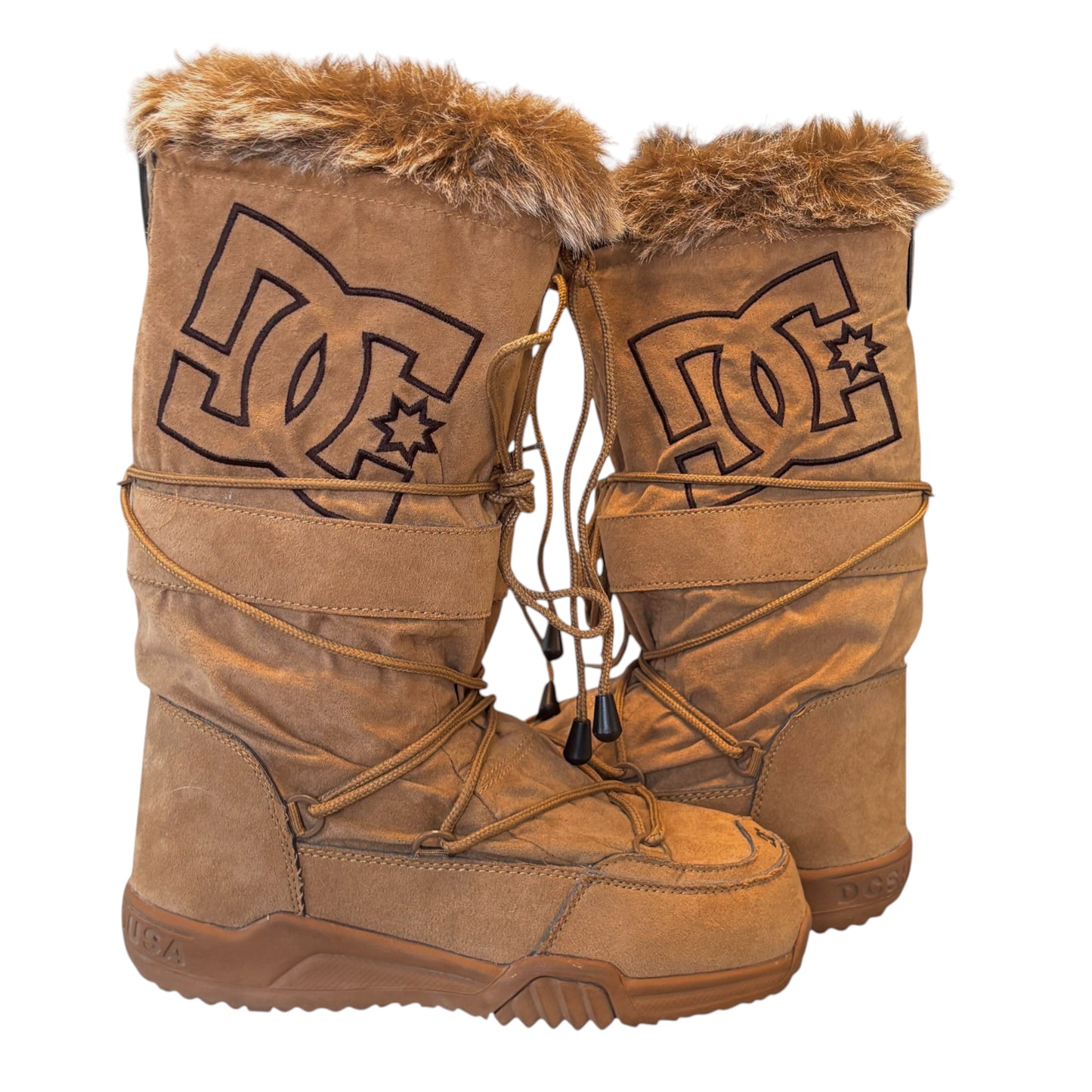 DC light brown suede fur lined chalet boots