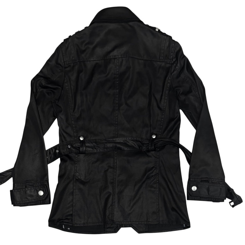 Tornado Mart black trench coat with removable belt