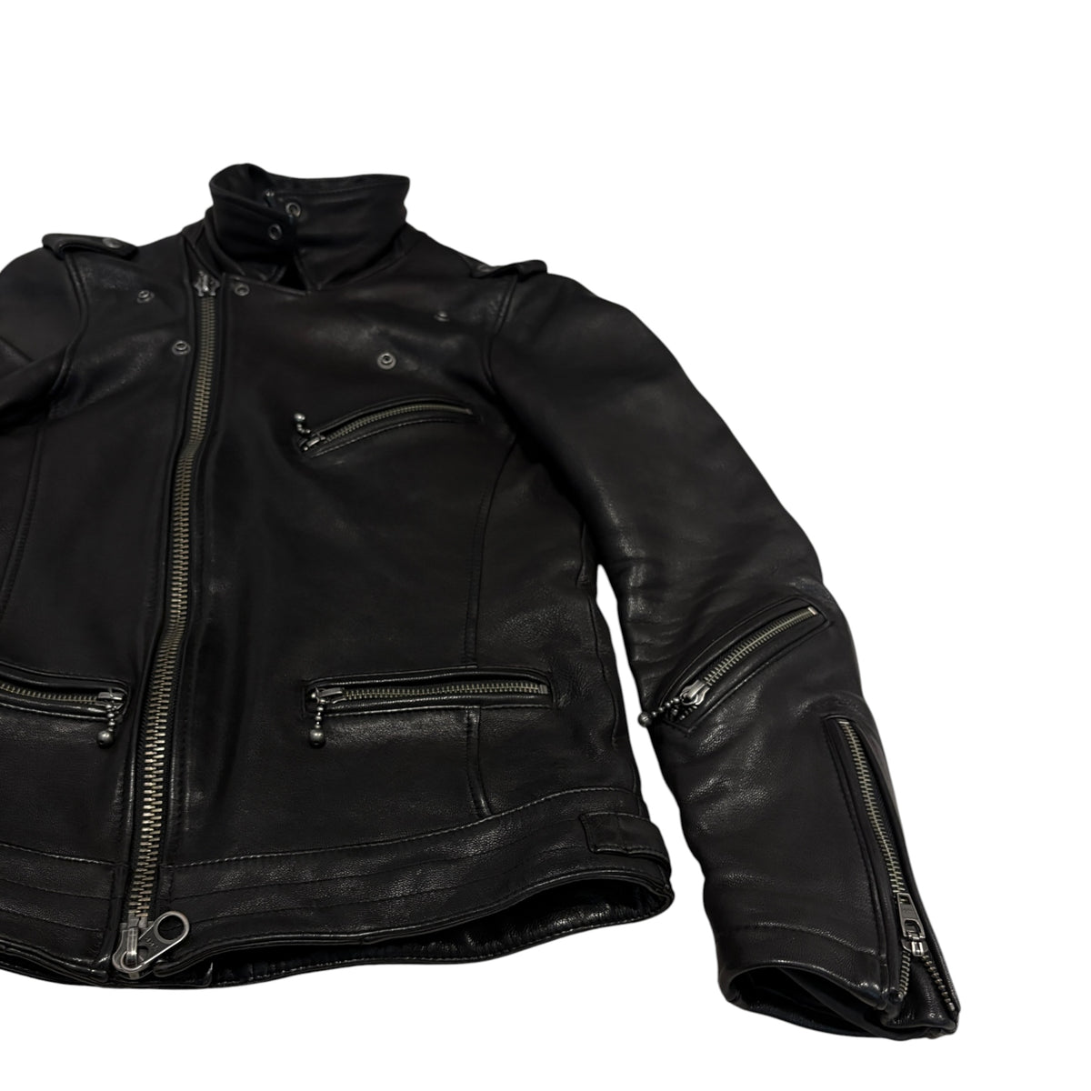 Jackrose asymmetric multizip goat leather biker jacket