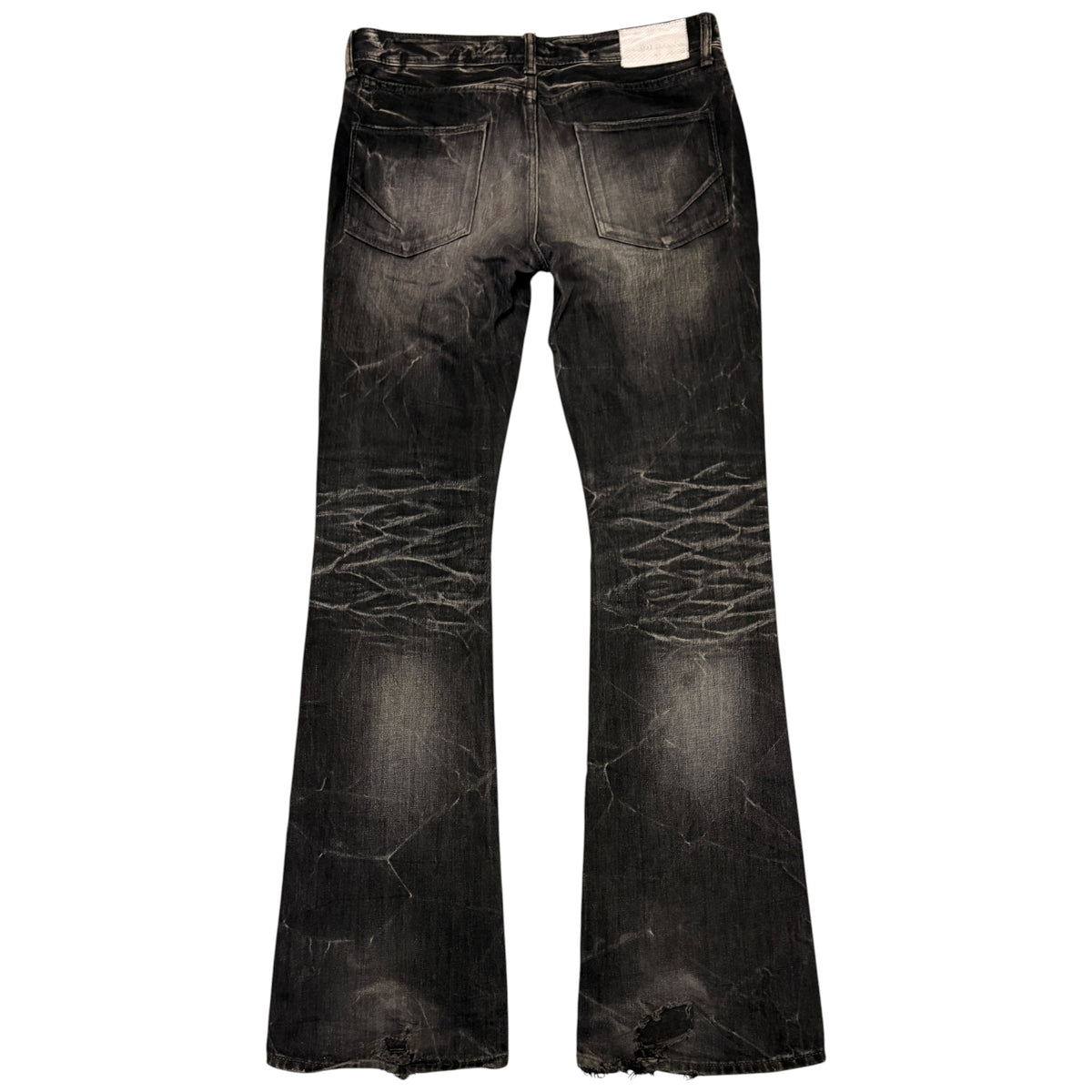 Fuga grey whiskered bootcut distressed denim jeans