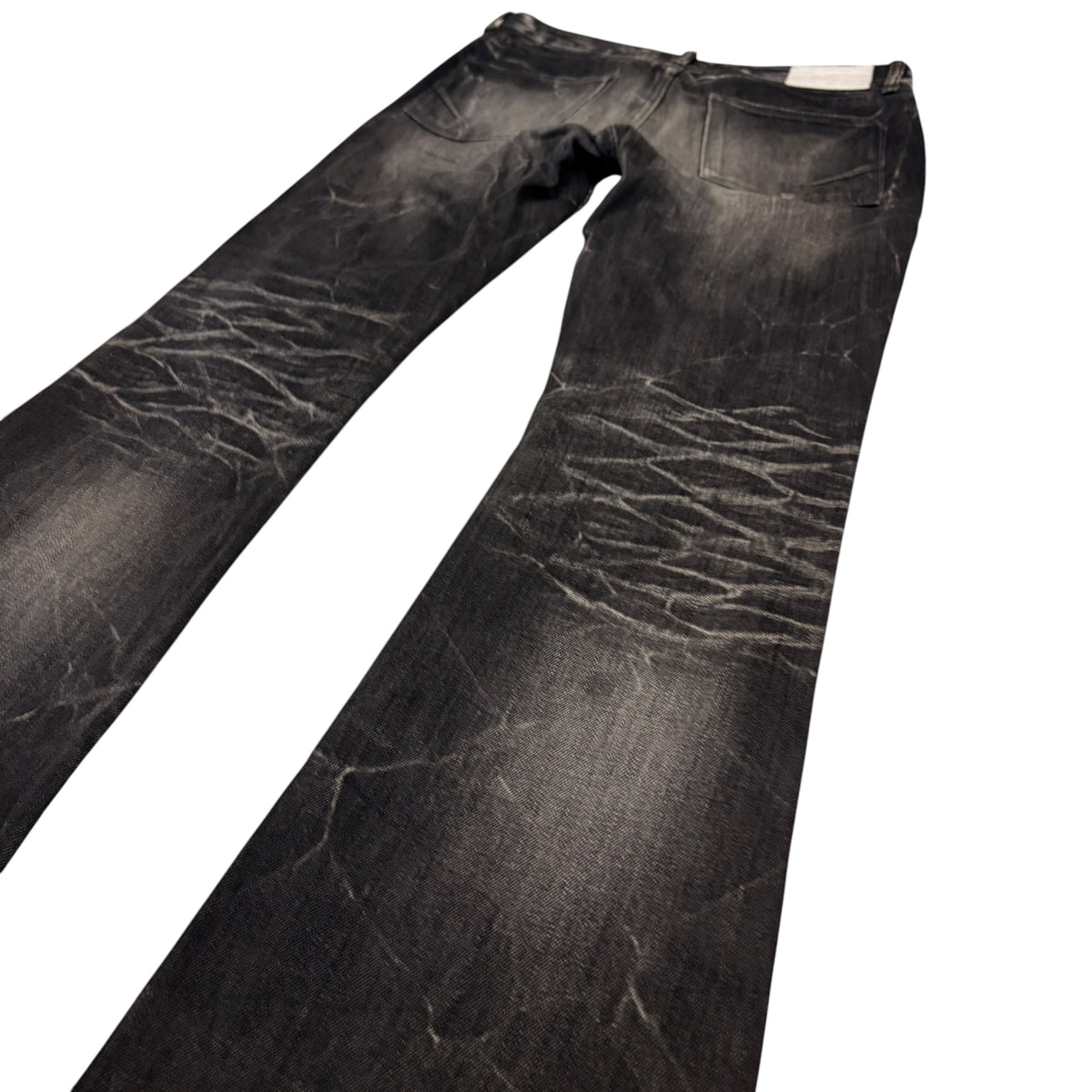 Fuga grey whiskered bootcut distressed denim jeans