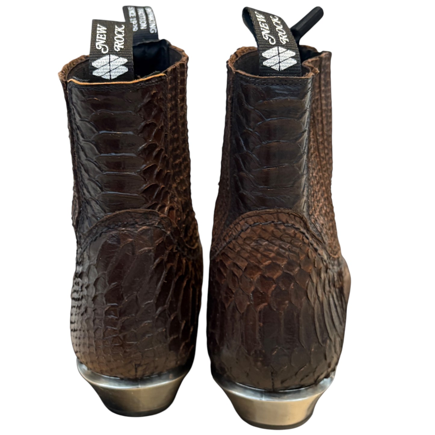 New Rock embossed alligator python textured leather steel heel Cuban boots