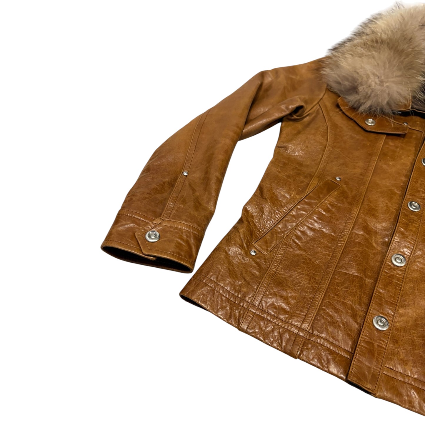 Atelier Sab Men (A.S.M) buffalo leather leather jacket w raccoon fur collar