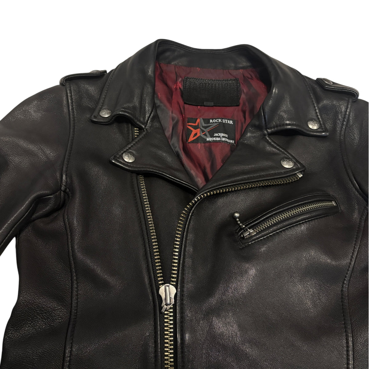 Jackrose asymmetric multizip goat leather biker jacket