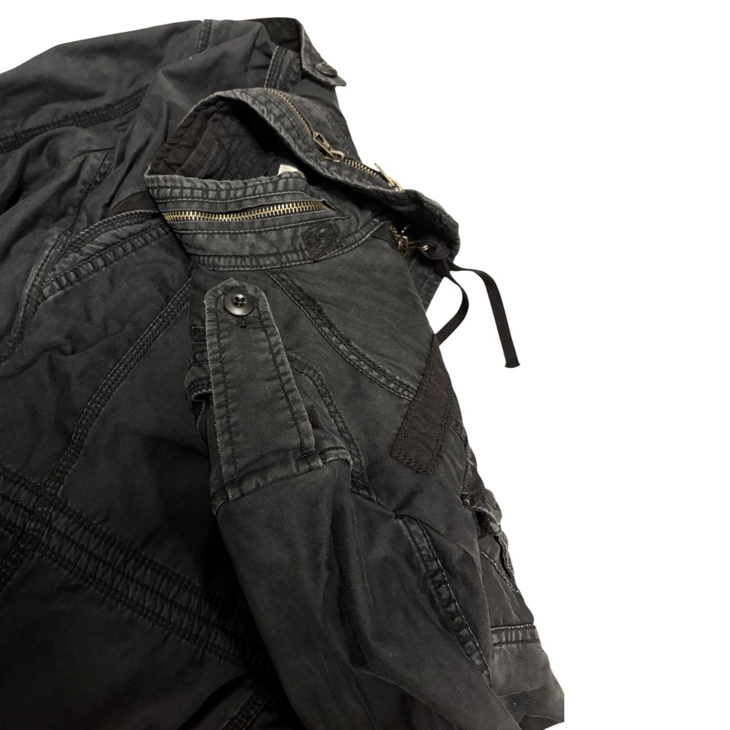 Goa multipocket detailed military jacket w bono hood & tassles