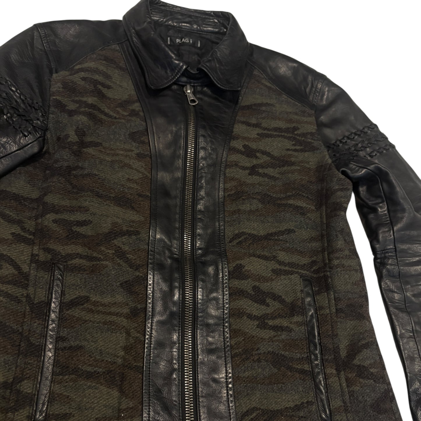 Plag hybrid camo lambskin leather jacket