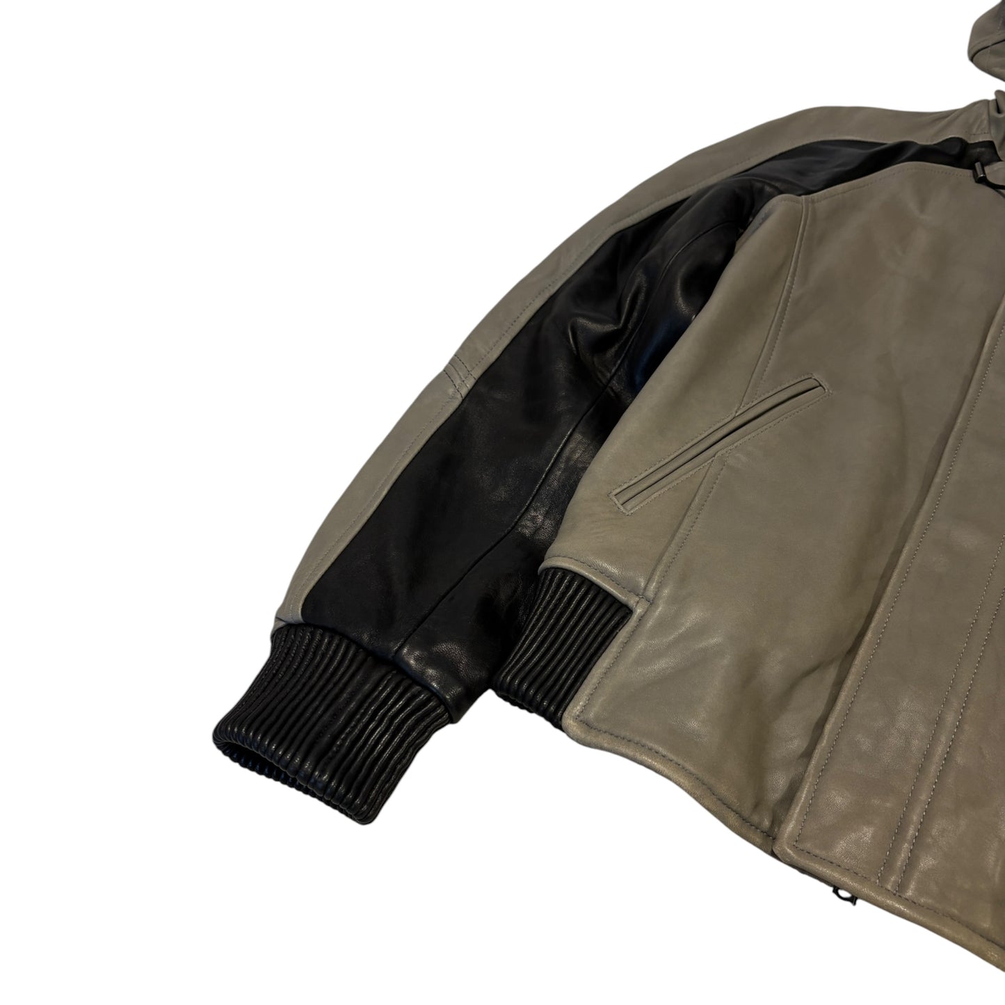 Morgan de Toi Homme khaki black lambskin leather boxer jacket