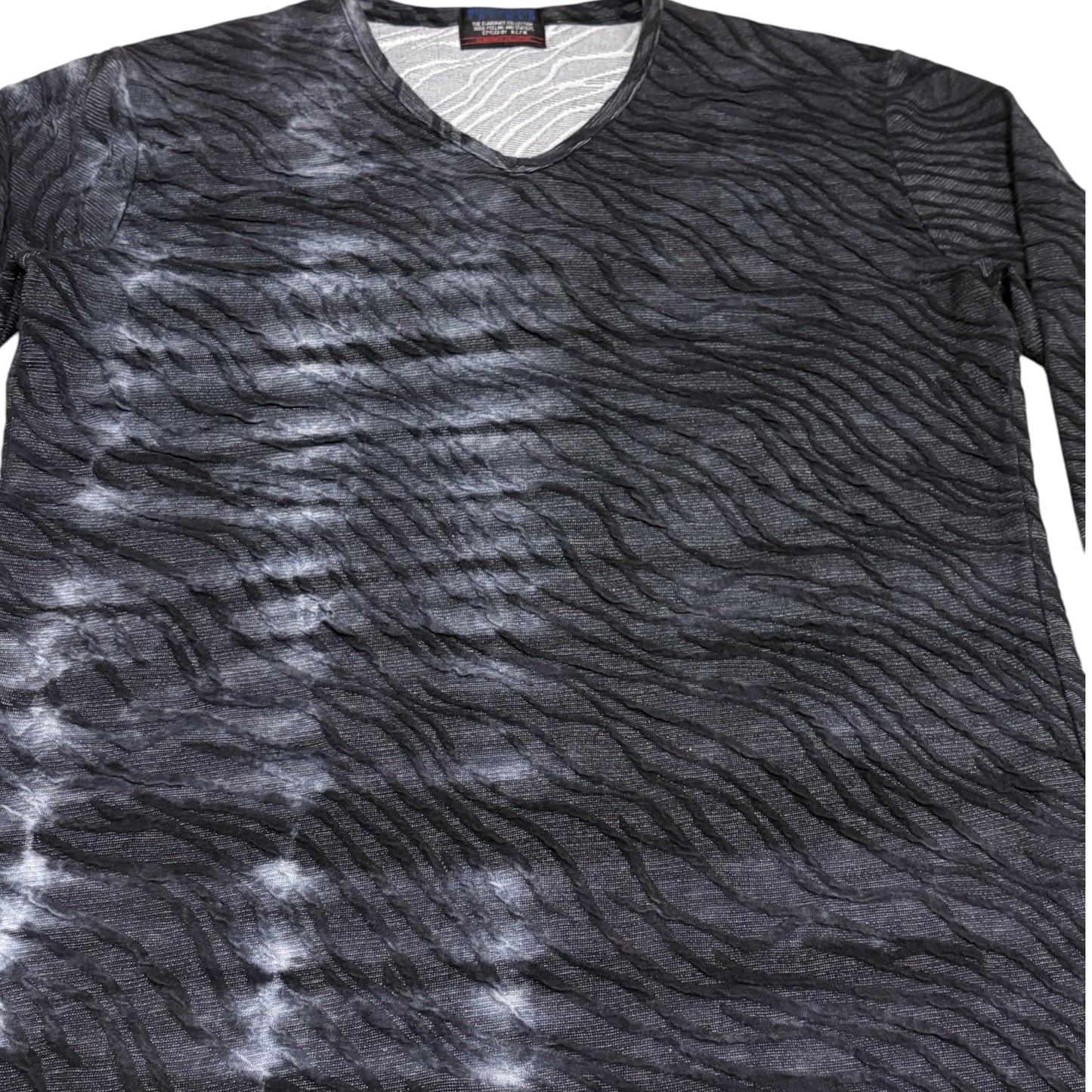 Nicole Club two tone navy tribal textured longsleeve T-shirt