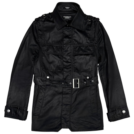 Tornado Mart black trench coat with removable belt