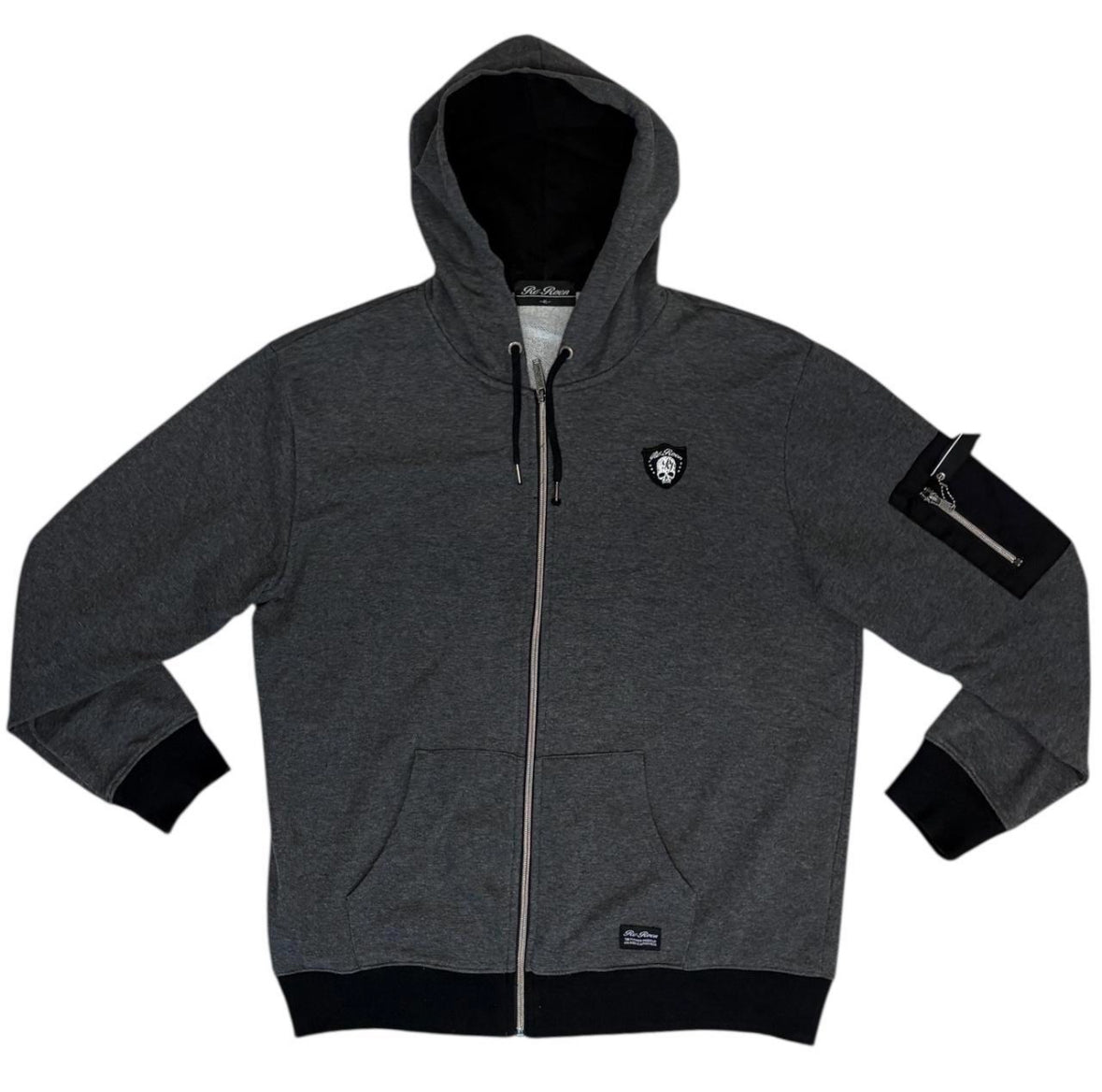 Roen grey shoulder pocket zip hoodie