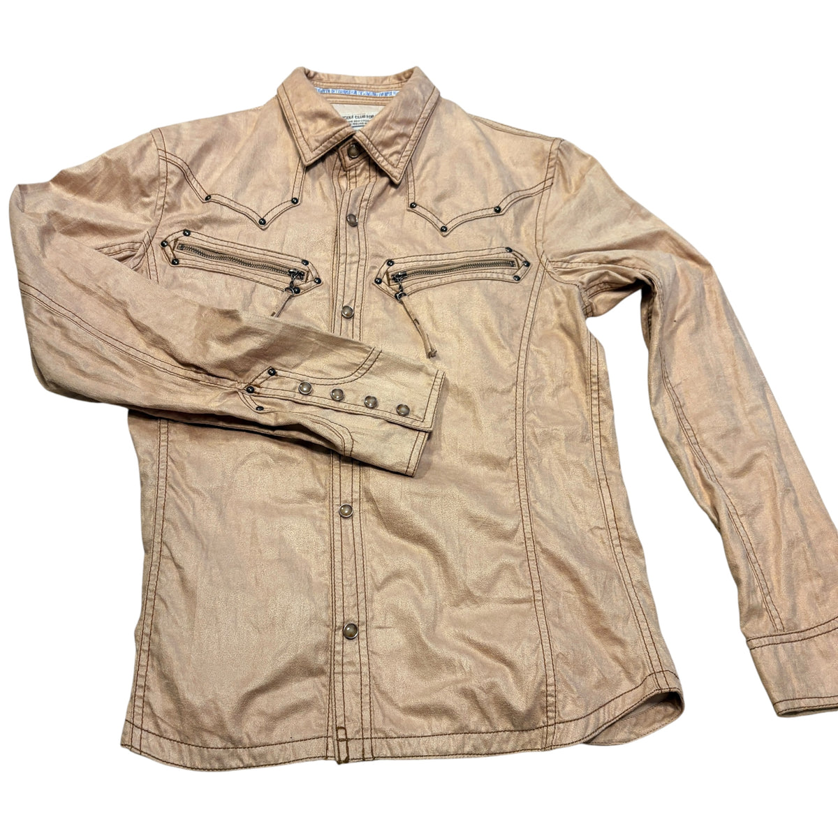 Nicole Club light beige western style studded denim shirt jacket
