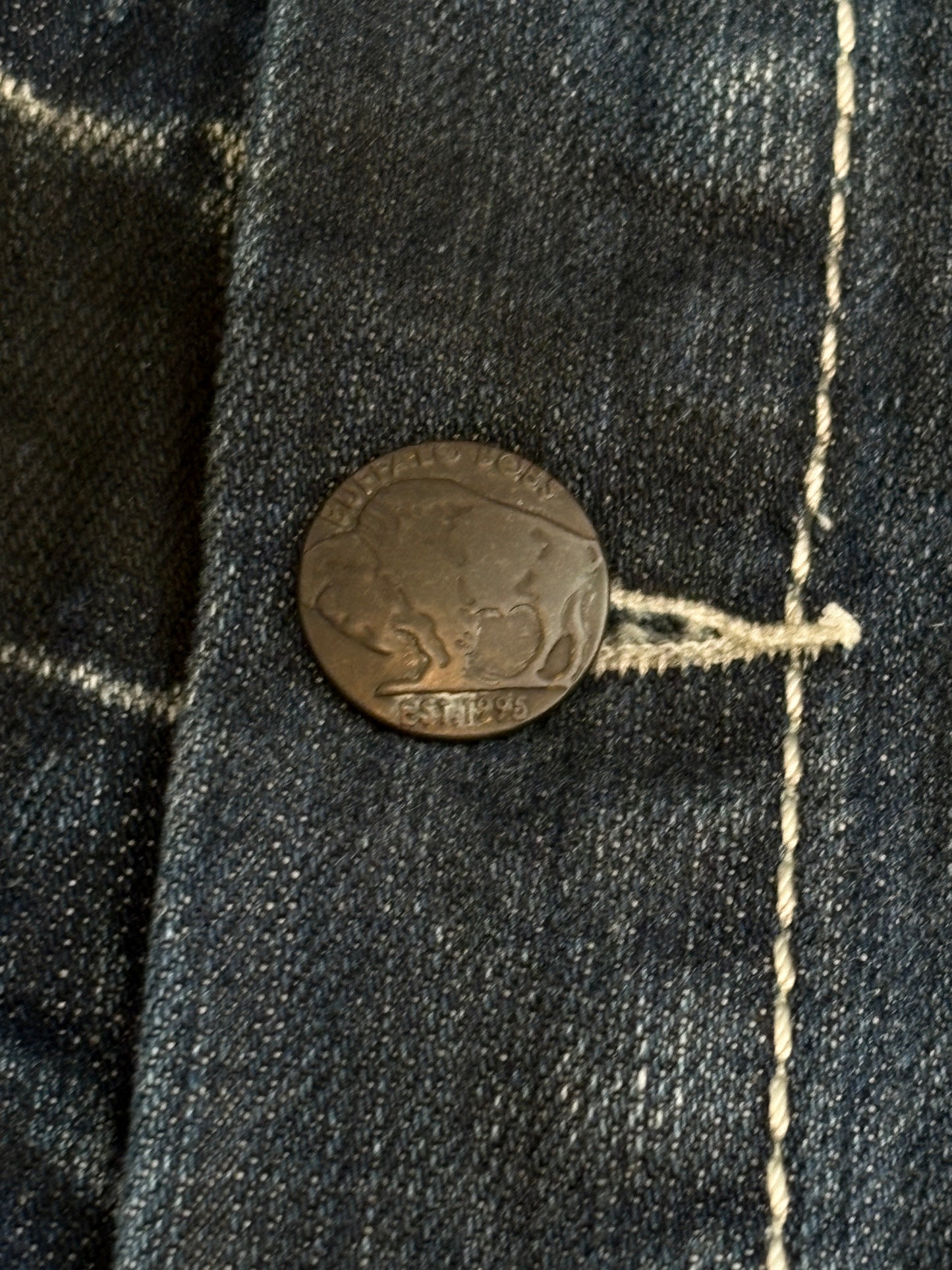 Buffalo Bobs blue two tone gradient streaked denim jacket