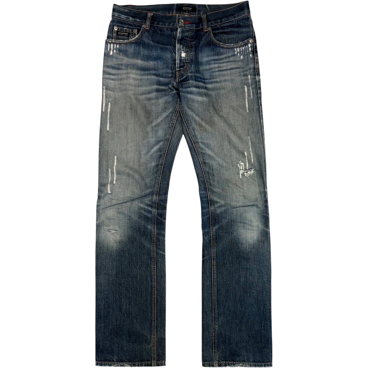 Burberry Black Label distressed blue straight denim jeans