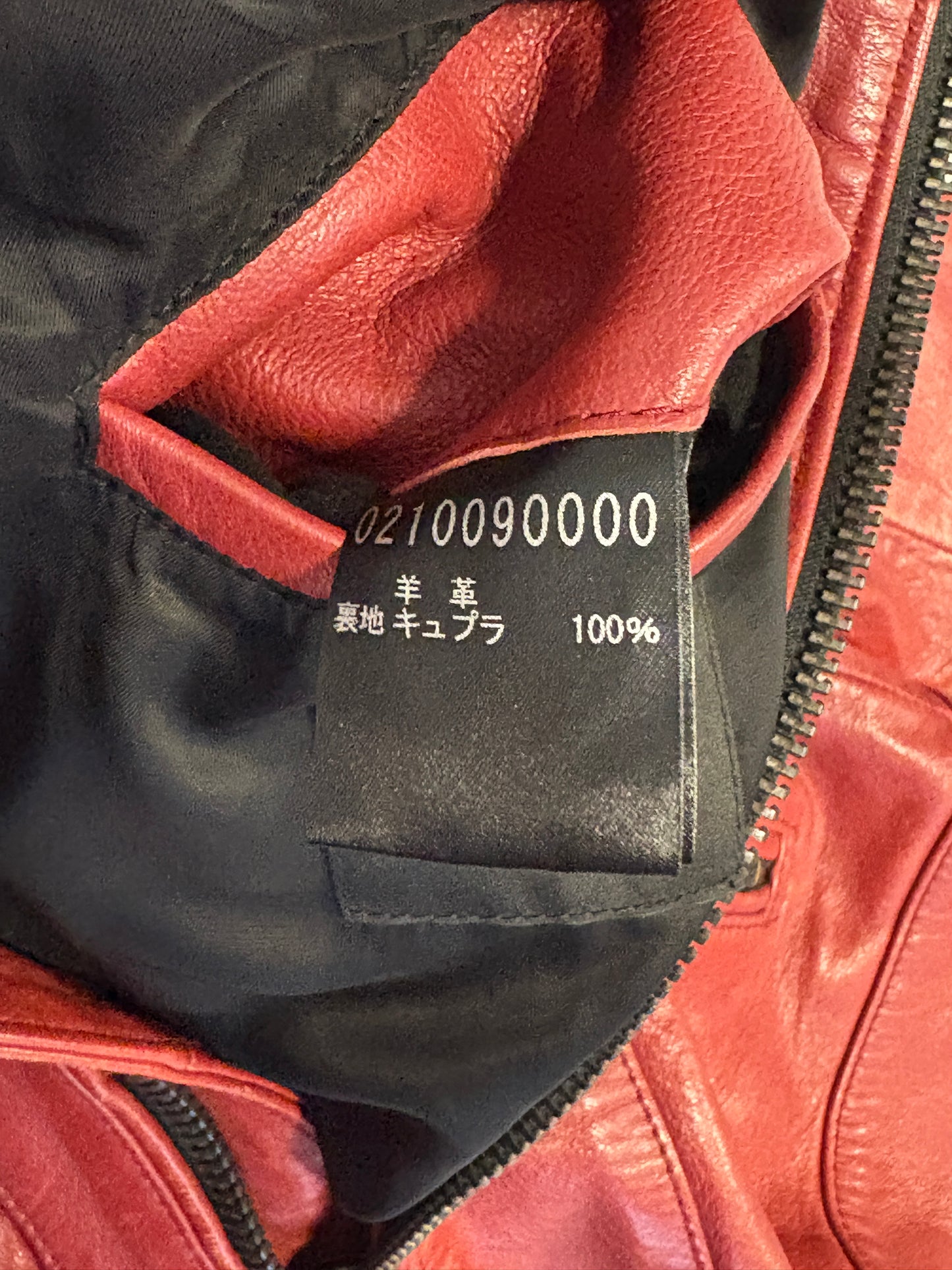 5351 Pour Les Hommes asymmetric red lambskin leather jacket