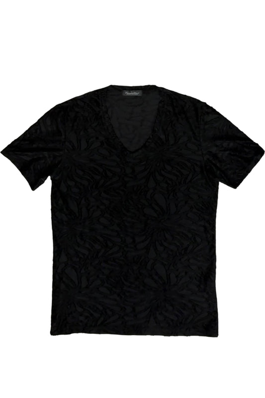 Tornado Mart black web knit layered T-shirt