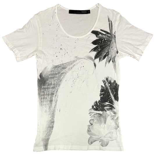 Schlussel palm tree floral graphic white V-neck T-shirt