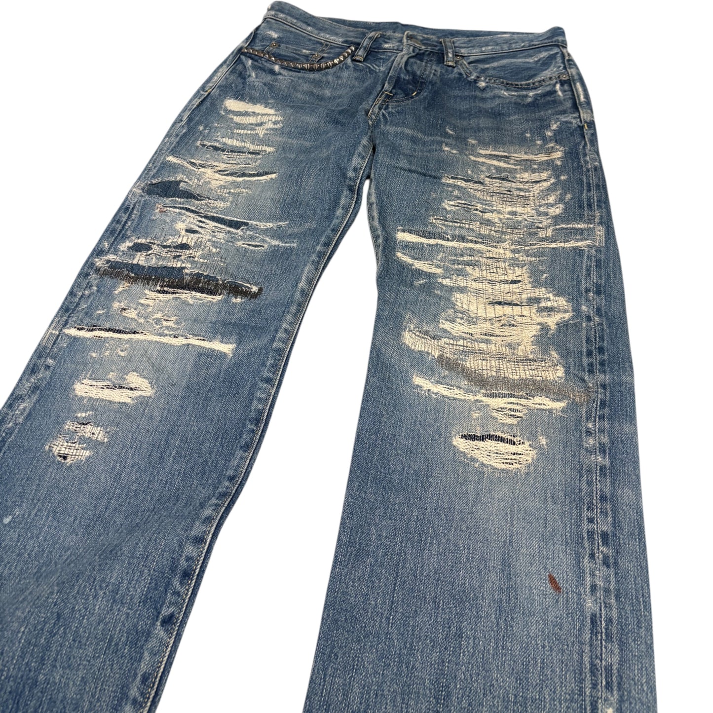 Hysteric Glamour blue distressed patchwork denim jeans