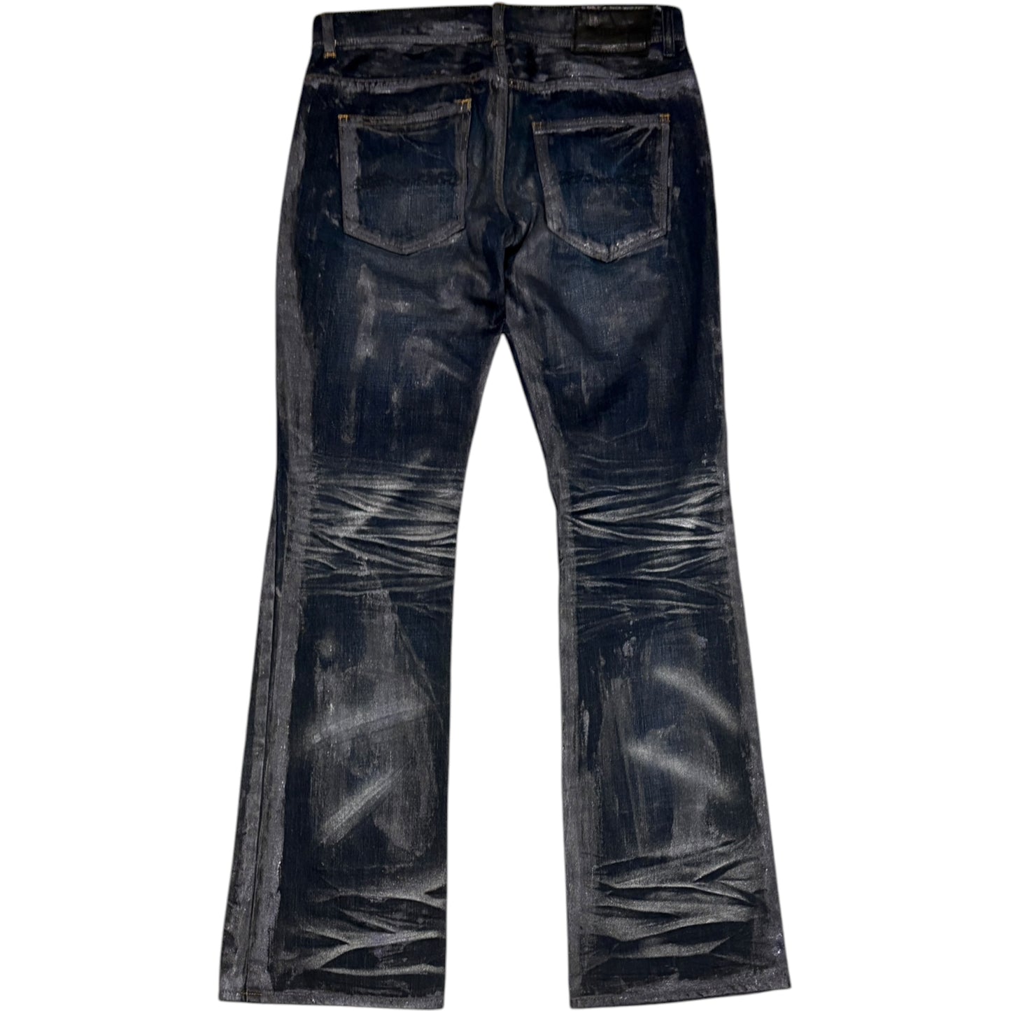 Midas waxed & painted blue grey bootcut denim  jeans