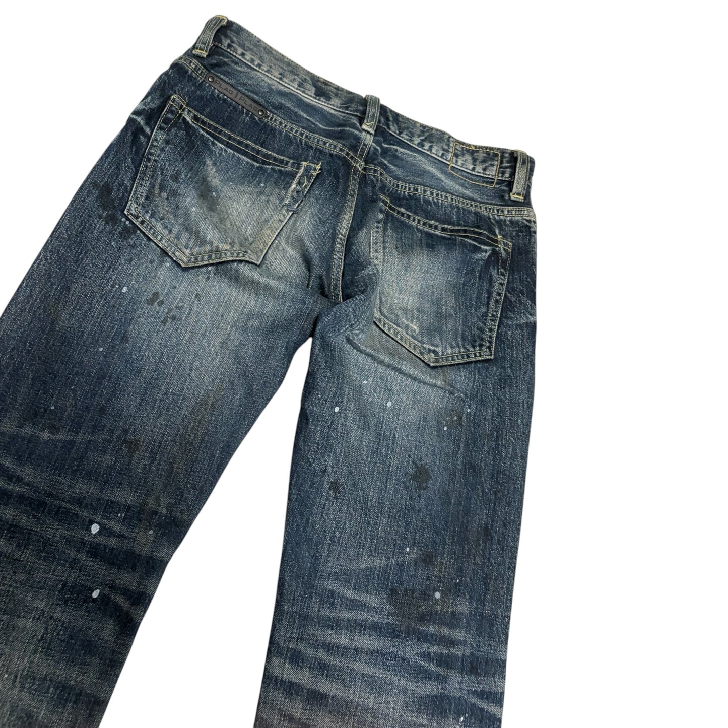 Japanese brand Plag distressed patchwork denim jeans
