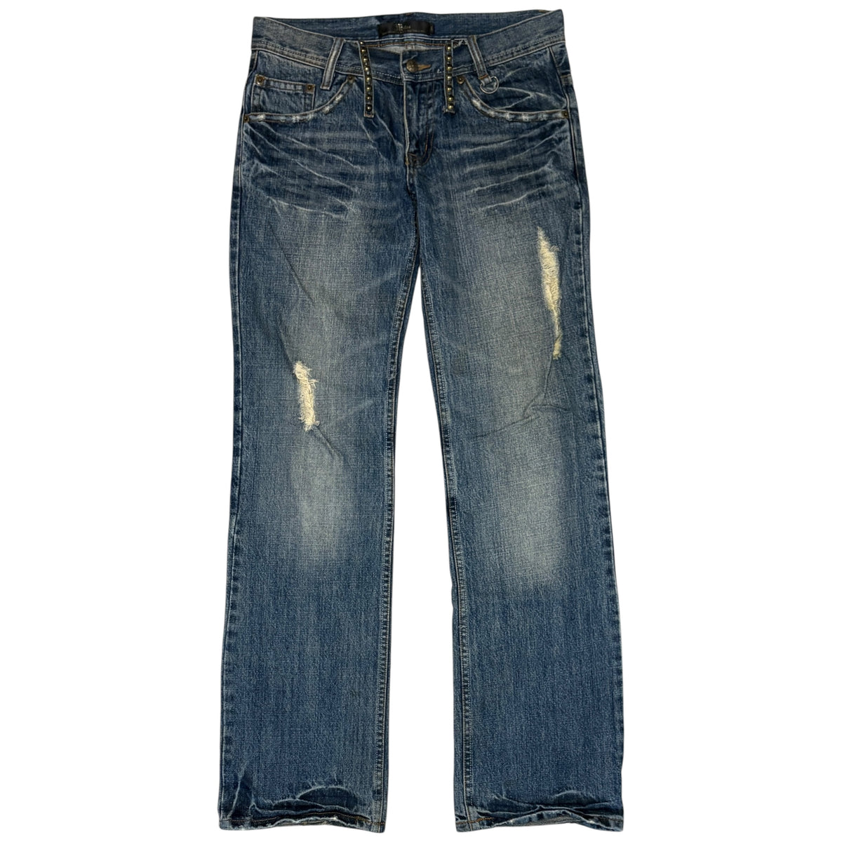 Midas blue studded claw mark wash embroided pocket denim jeans