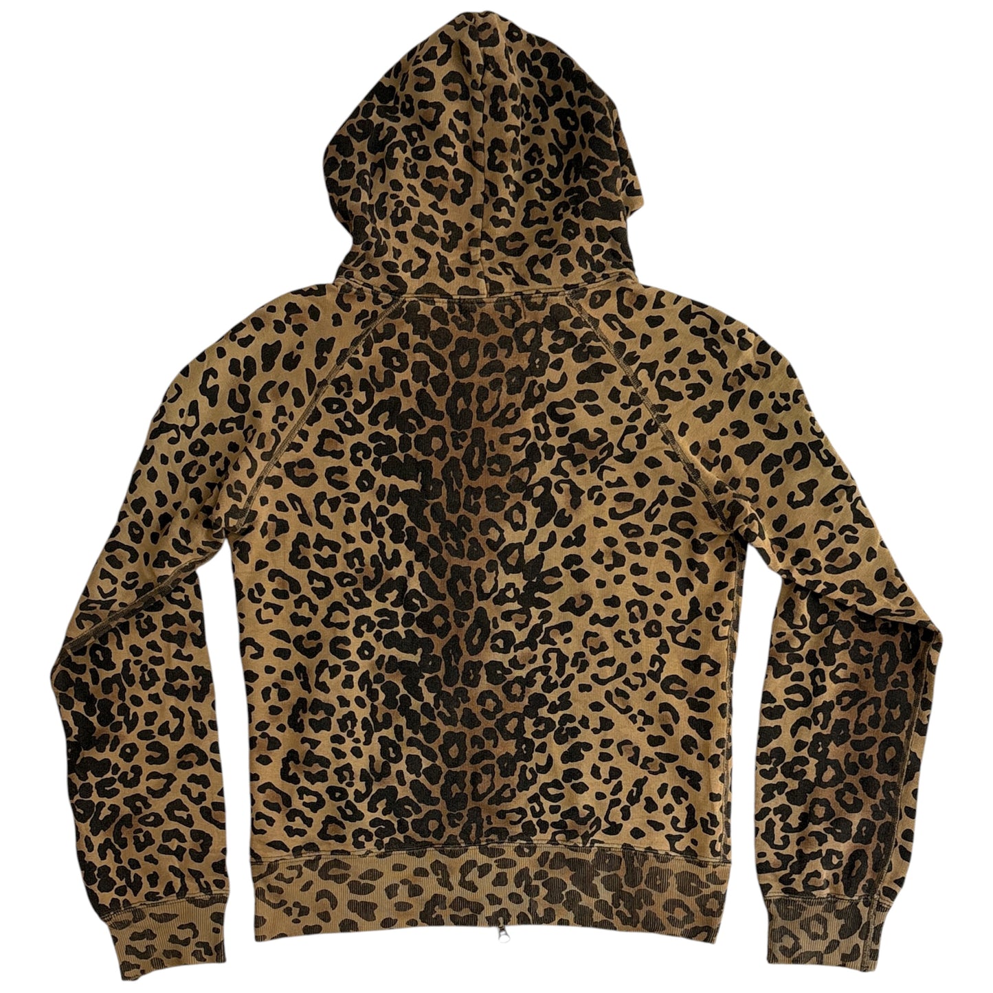 Hysteric Glamour leopard print rhinestone skull zip hoodie