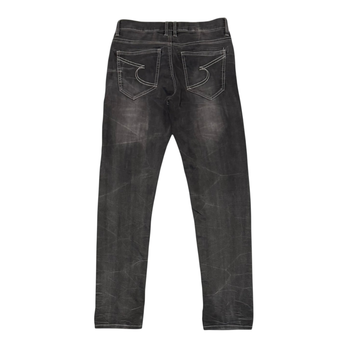 Semantic Design grey claw mark streaked fade wash lightweight denim jeans