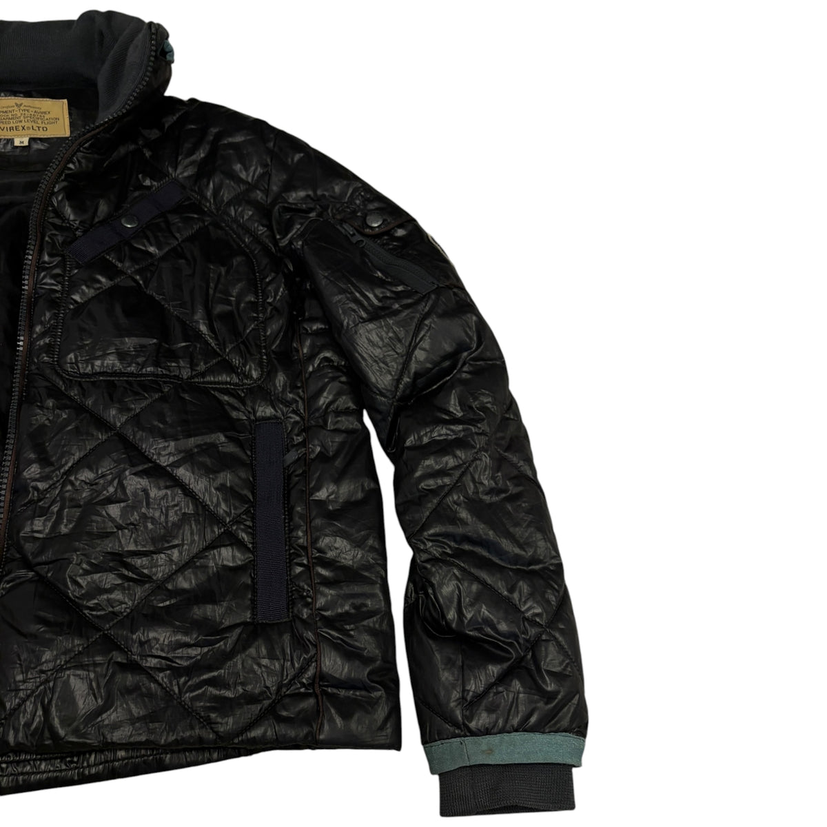 Avirex (Japanese exclusive line) black shell puffer jacket w/ embroided badges