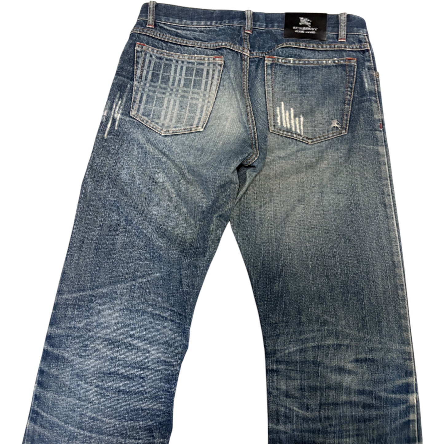 Burberry Black Label distressed blue straight denim jeans