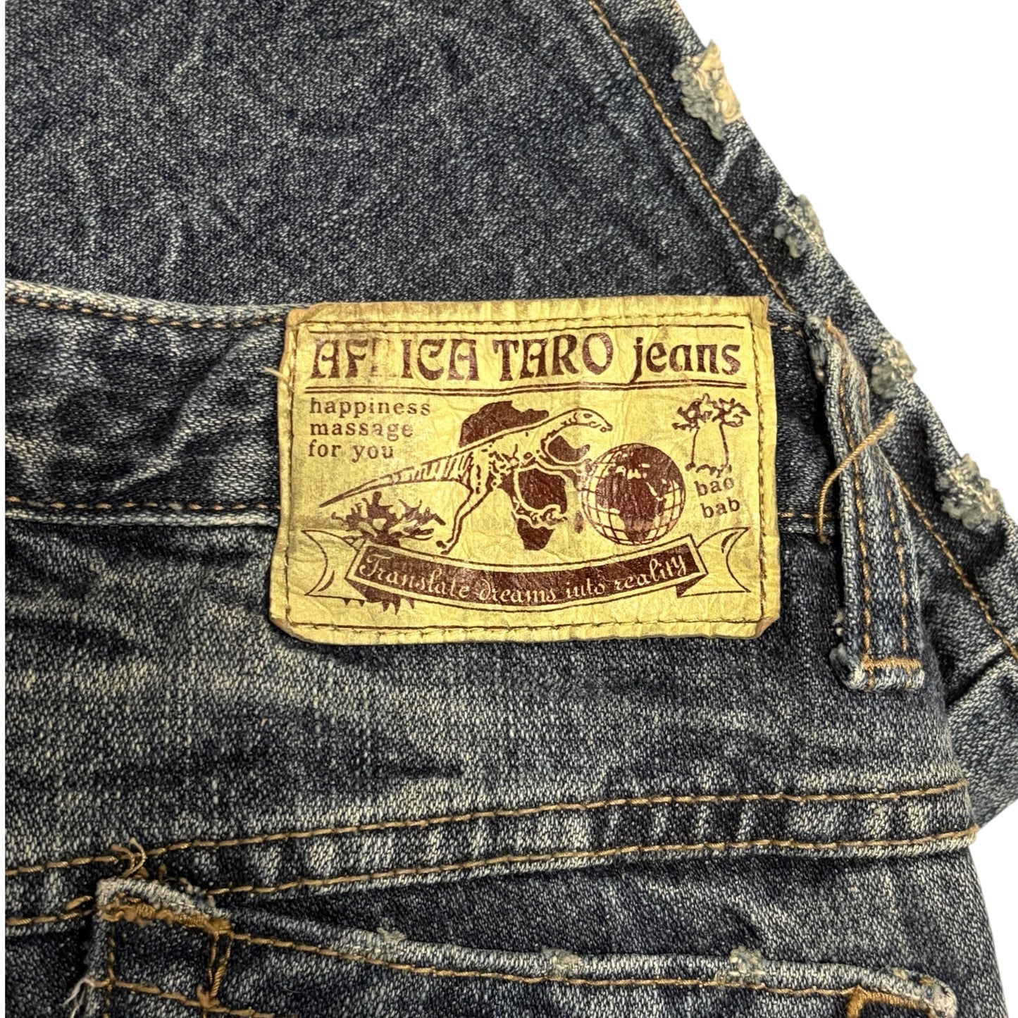 Japanese brand blue whiskered streaked bootcut denim jeans