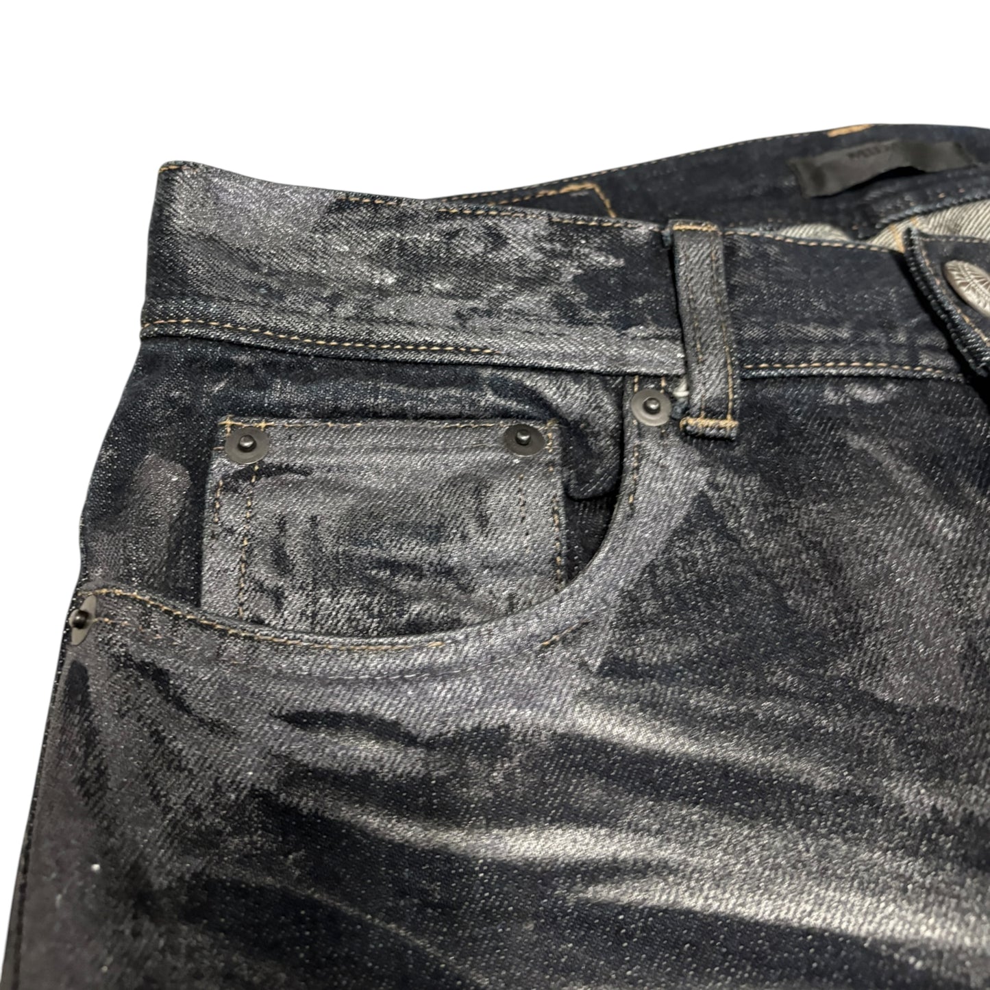 Midas waxed & painted blue grey bootcut denim  jeans