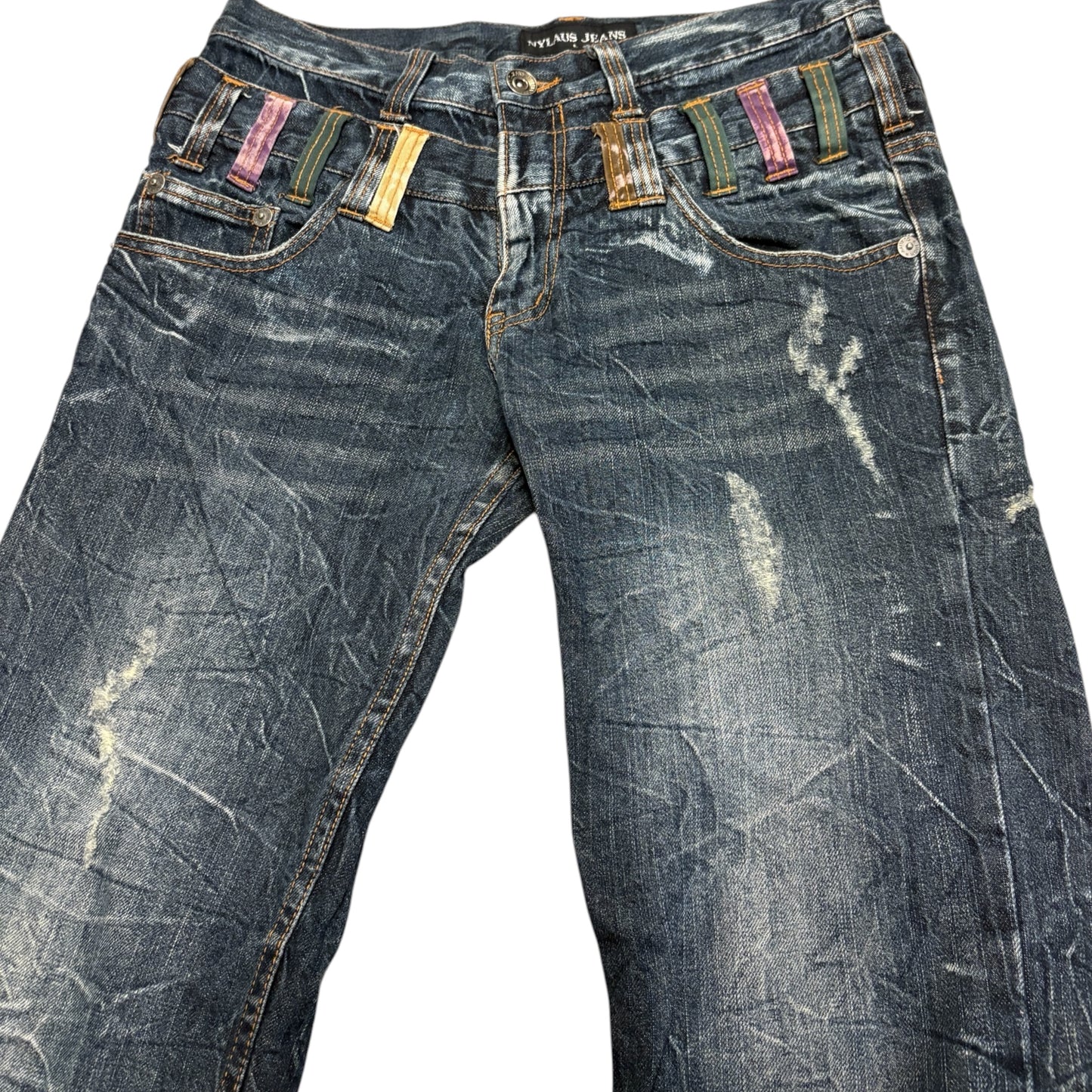 Nylaus double waisted multicolour belt loops denim jeans