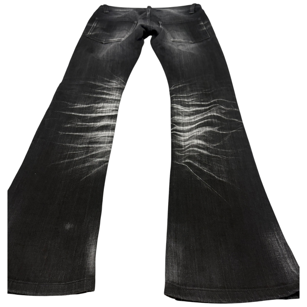 Tornado Mart black grey claw mark whiskered denim bootcut jeans